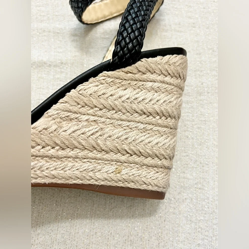 NIB Jessica Simpson Talise Knotted Strap Wedge Sandals- Black 10